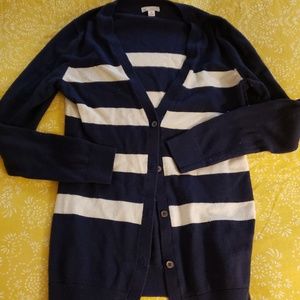 GAP navy and off white cardigan